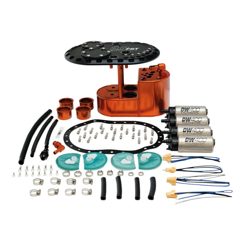 Deatschwerks 2.0L Staged Fuel Cell Surge Tank Includes 4 DW400 Fuel Pumps (6-401-20FST)