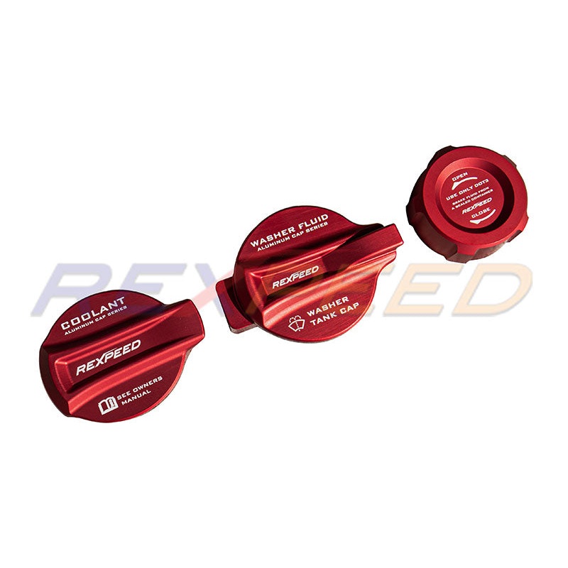 Rexpeed Aluminum Coolant / Window Washer / Brake Fluid Cap Cover | 2022+ Subaru BRZ / Toyota GR86 (FR182)
