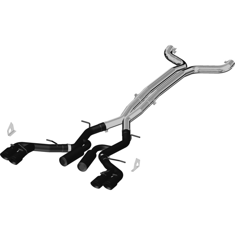 MBRP 3-Inch Race Profile Quad Exit Cat-Back Exhaust w/ Black Tips | 2016 - 2024 Chevrolet Camaro ZL1 / SS / LT1 (S7033BLK)