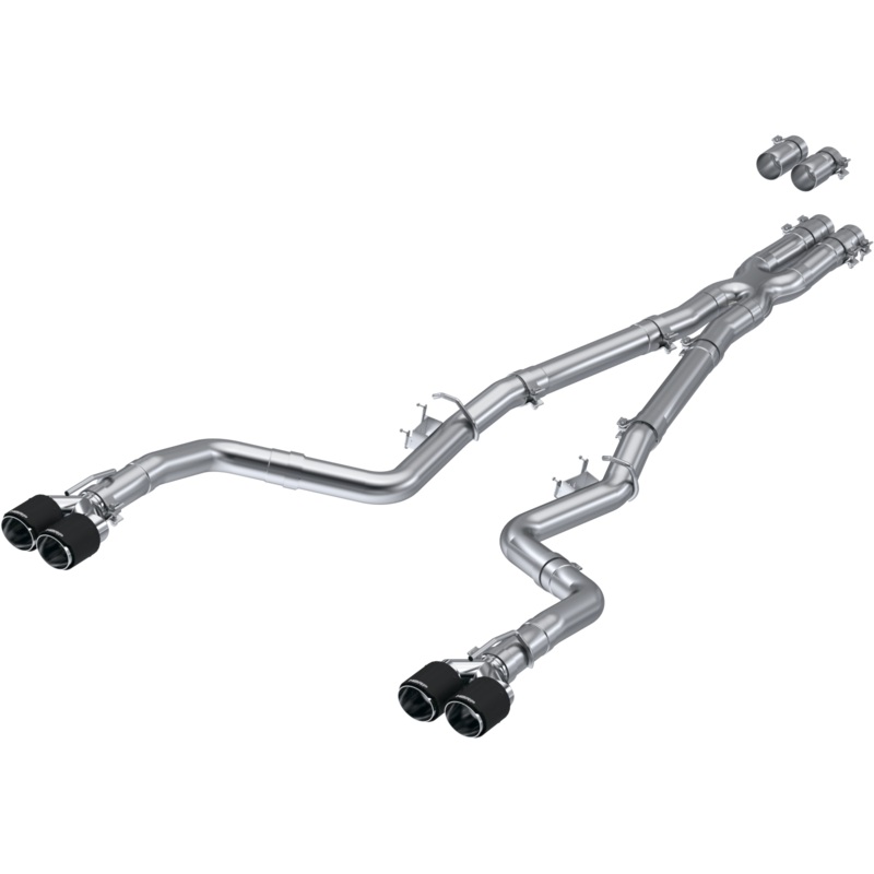 MBRP 3-Inch Race Profile Quad Exit Cat-Back Exhaust w/ Carbon Fiber Tips | 2015 - 2023 Dodge Challenger HEMI (S71143CF)