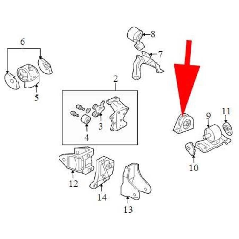 Mitsubishi OEM Front Motor Mount Bracket | 2003-2006 Mitsubishi Lancer Evolution 8/9 (MR594455)