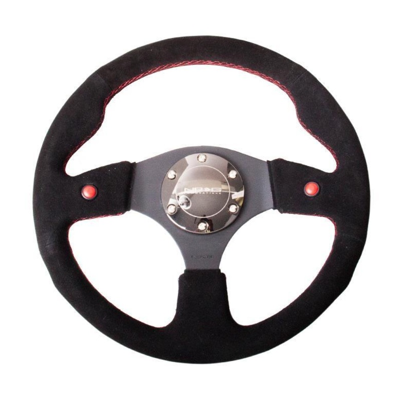 NRG 320mm Sport Suede Steering Wheel w/ Dual Button