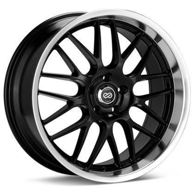 Lusso 20 x 8.5 40mm Offset 5x114.3 Bolt Pattern Black w/ Machine Lip Wheel by Enkei