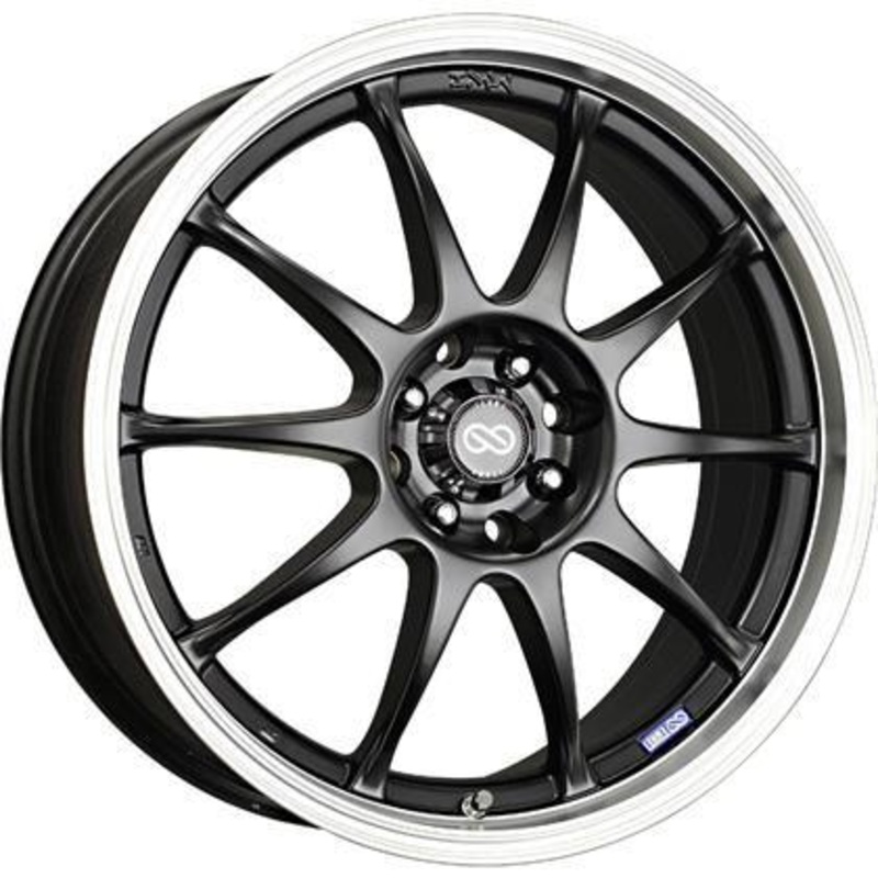 J10 16x7 4x100/+42mm Offset 72.62mm Bore Dia Matte Black w/ Machined Lip Wheel by Enkei