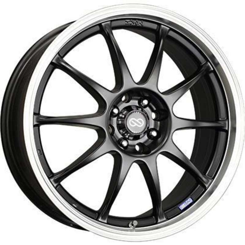 J10 16x7 5x100/+38mm Offset 72.62mm Bore Dia Matte Black w/ Machined Lip Wheel by Enkei